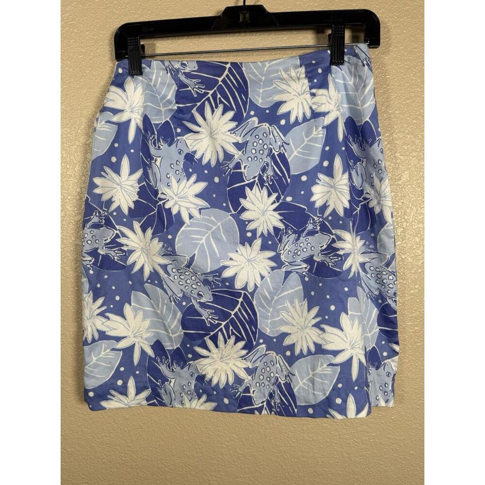 Lilly Pulitzer Size 2 Mini Skirt Blue Frogs Lilly Pads Beach  Vacation Resort